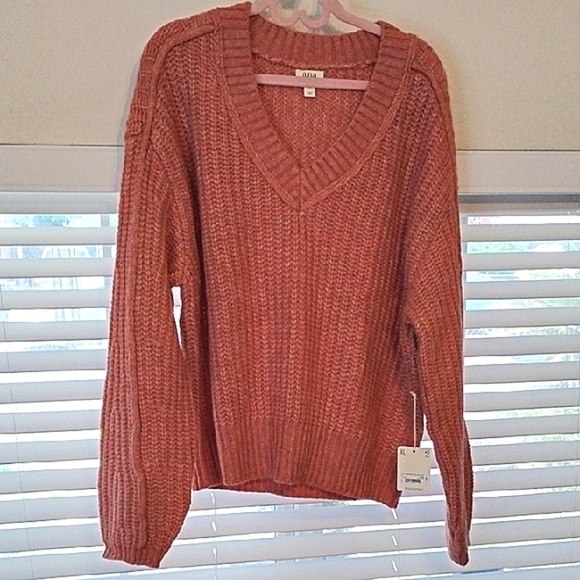 a.n.a Woman's Desert Sand V-Neck Sweater, Size: XL, NWT - Picture 1 of 9